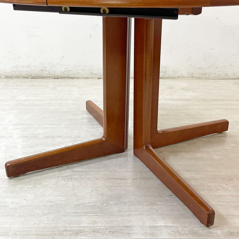 CJ ROSENGAARDEN エクステンション ダイニングテーブル ラウンド チーク材 W110～168.5cm 伸長式 アジャスター デンマークビンテージ 北欧家具 ●