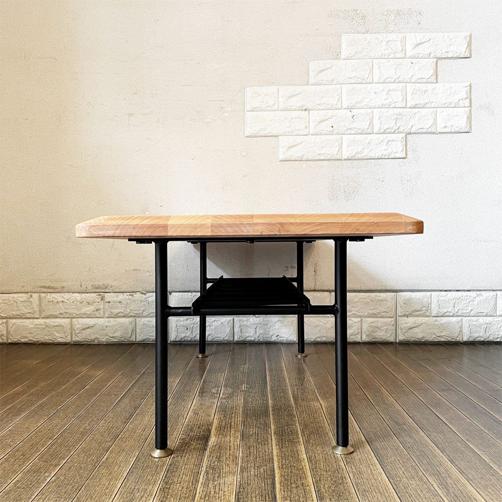 モモナチュラル MOMO Natural ヴィボ VIBO LOW TABLE EDGE TOP ローテーブル W102cm アルダー材 × スチール脚 BS LEG 40 オーダー仕様 ◎