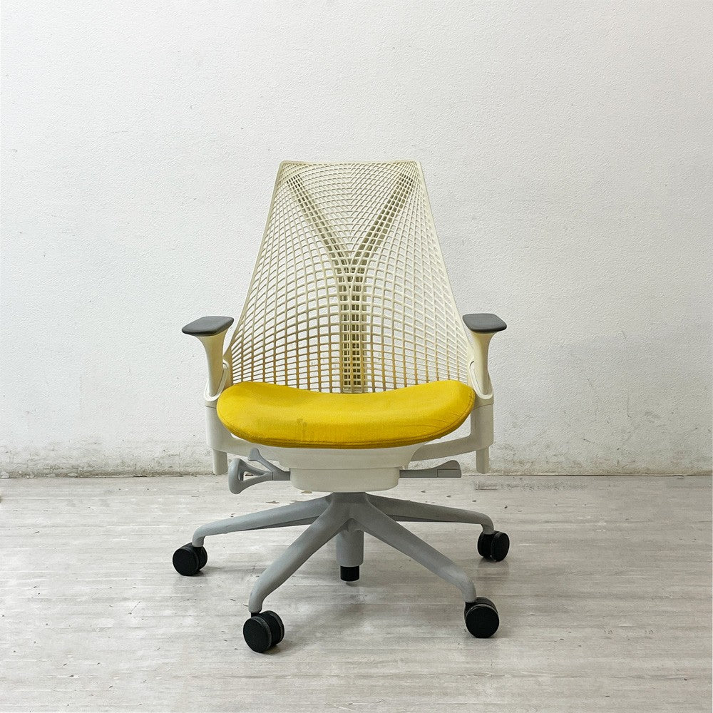 ハーマンミラー Herman Miller セイルチェア SAYL Chair デスクチェア リクライニング 旧モデル イヴ・ベアール ホワイトｘイエロー 2014年製 ●