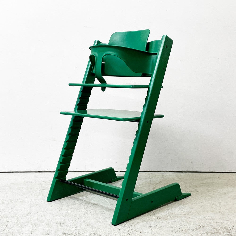 ストッケ STOKKE トリップトラップ TRIPP TRAPP ベビーチェア キッズチェア S/N6～ ガード・グライダー付き グリーン ノルウェー 北欧家具 ●
