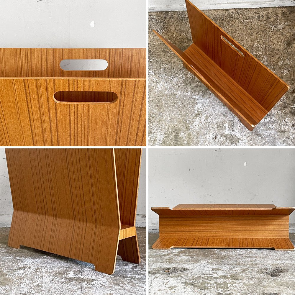 サイトーウッド SAITO WOOD プライウッド マガジンラック チークグレイン アユース材 ハンドル付き W44cm 廃番モデル ■
