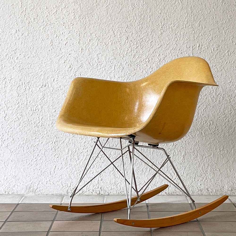 ハーマンミラー Herman Miller アームシェルチェア 2nd FRP ロッカーベース オークルライト イームズ ミッドセンチュリー ◇