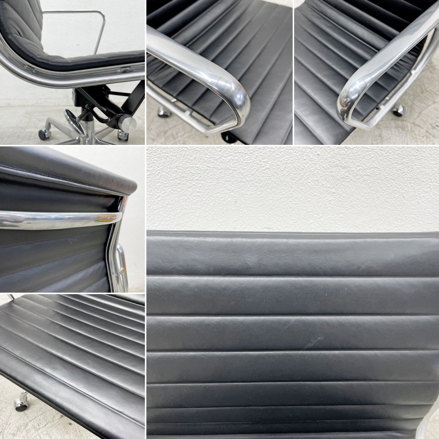 ハーマンミラー Herman Miller イームズアルミナムグループチェア マネージメントチェア アルミバフベース ガス圧昇降仕様 5本脚 キャスタータイプ 本革 イームズ  C〓