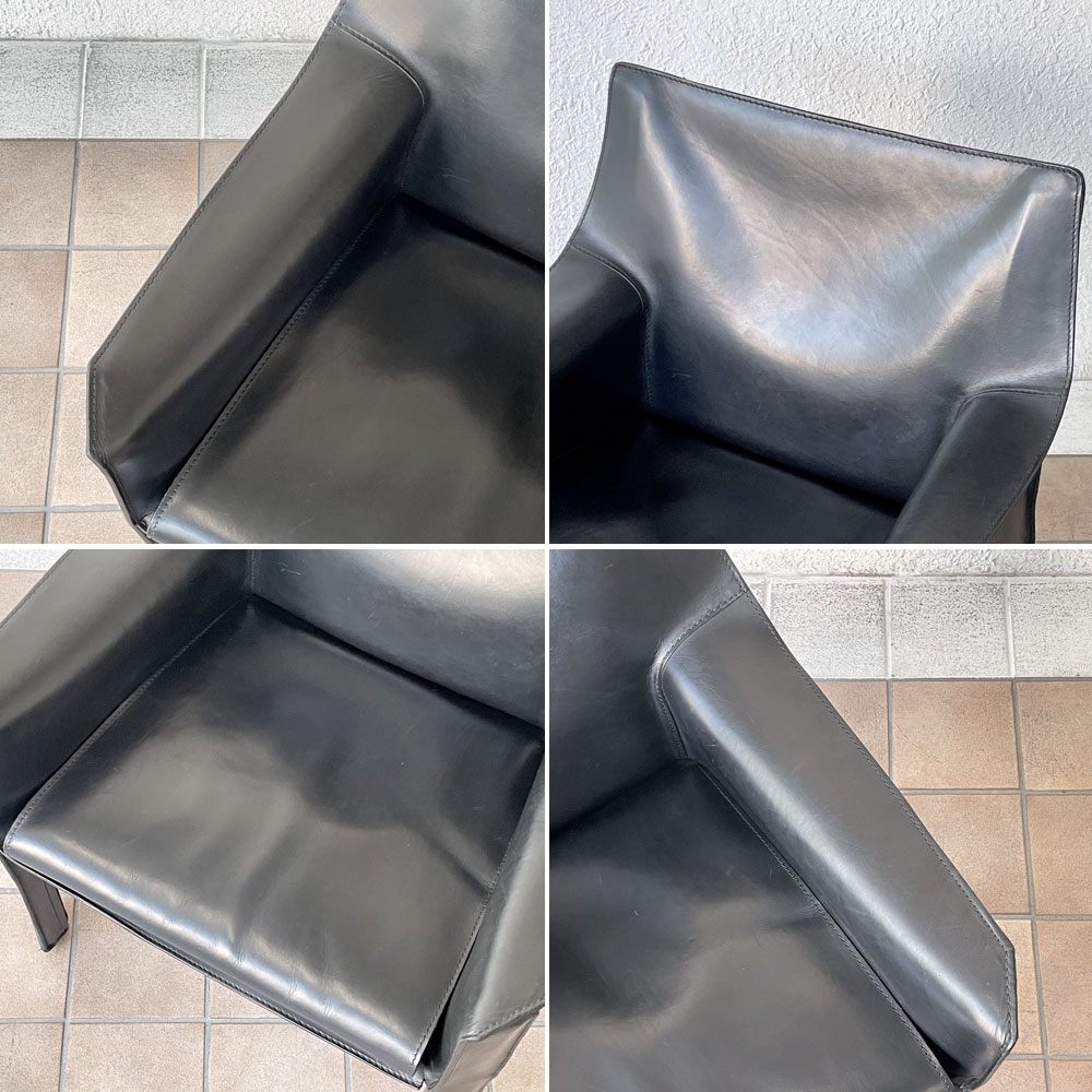 カッシーナ Cassina 414 CAB ラウンジチェア アームチェア 1シーター キャブチェア 本革 マリオ・ベリーニ 参考価格約65万 ◇