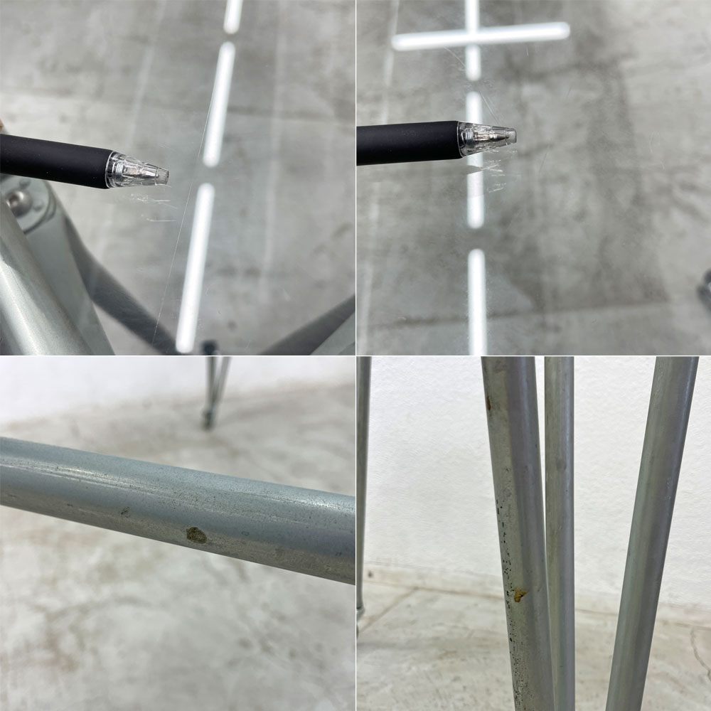 システム180 SYSTEM180 ガラストップテーブル ミーティングテーブル W205cm キャスター付き ドイツ 〓