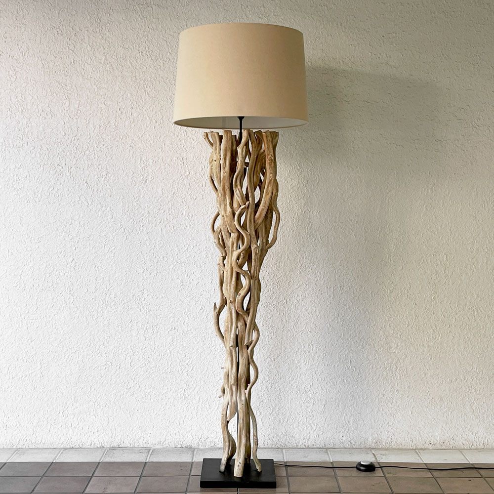 IDC大塚家具 OTSUKA スカルトゥーラ OTH-SCULTURA-B/F フロアランプ 天然木 × コットンシェード モダンデザイン 定価￥120,000- ◇