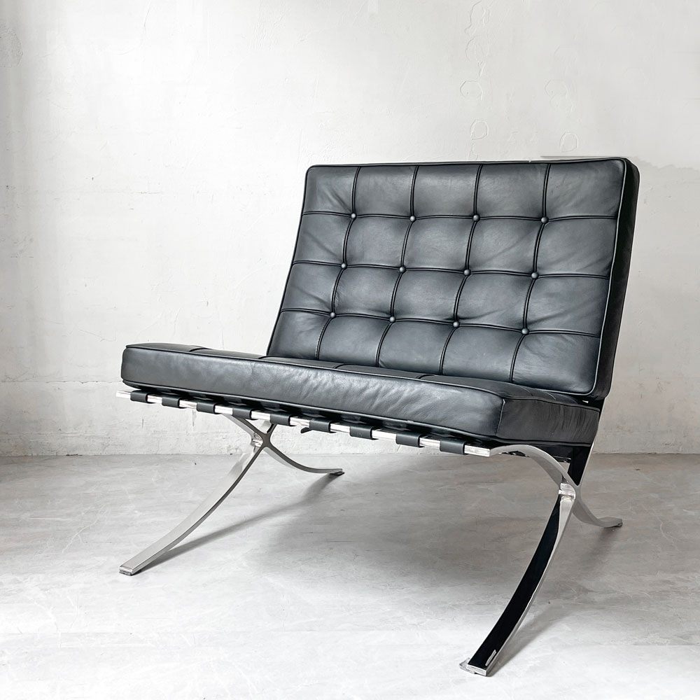 ミース・ファン・デル・ローエ バルセロナチェア Barcelona Chair リプロダクト品 ESQ 本革 1シーターソファ モダンデザイン ミッドセンチュリー ★