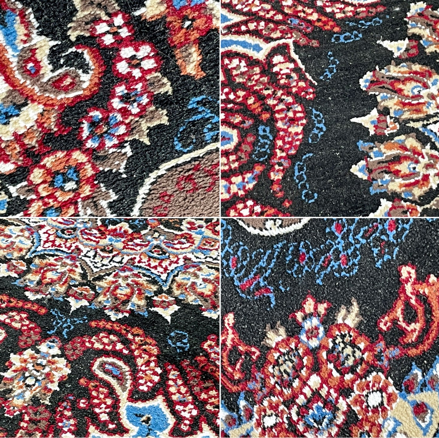 ペルシャ絨毯 カシャーン産 ラグ カーペット 絨毯 205×151cm コットン 綿 手織り アラベスク模様 ●