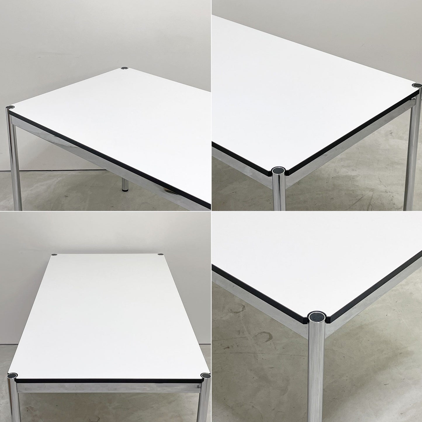 USMモジュラーファニチャー USM Haller USMハラーテーブル ワーキングデスク ダイニングテーブル W150×D75×H72cm パールグレーラミネート(ホワイト) 高さ調整機能付 ●