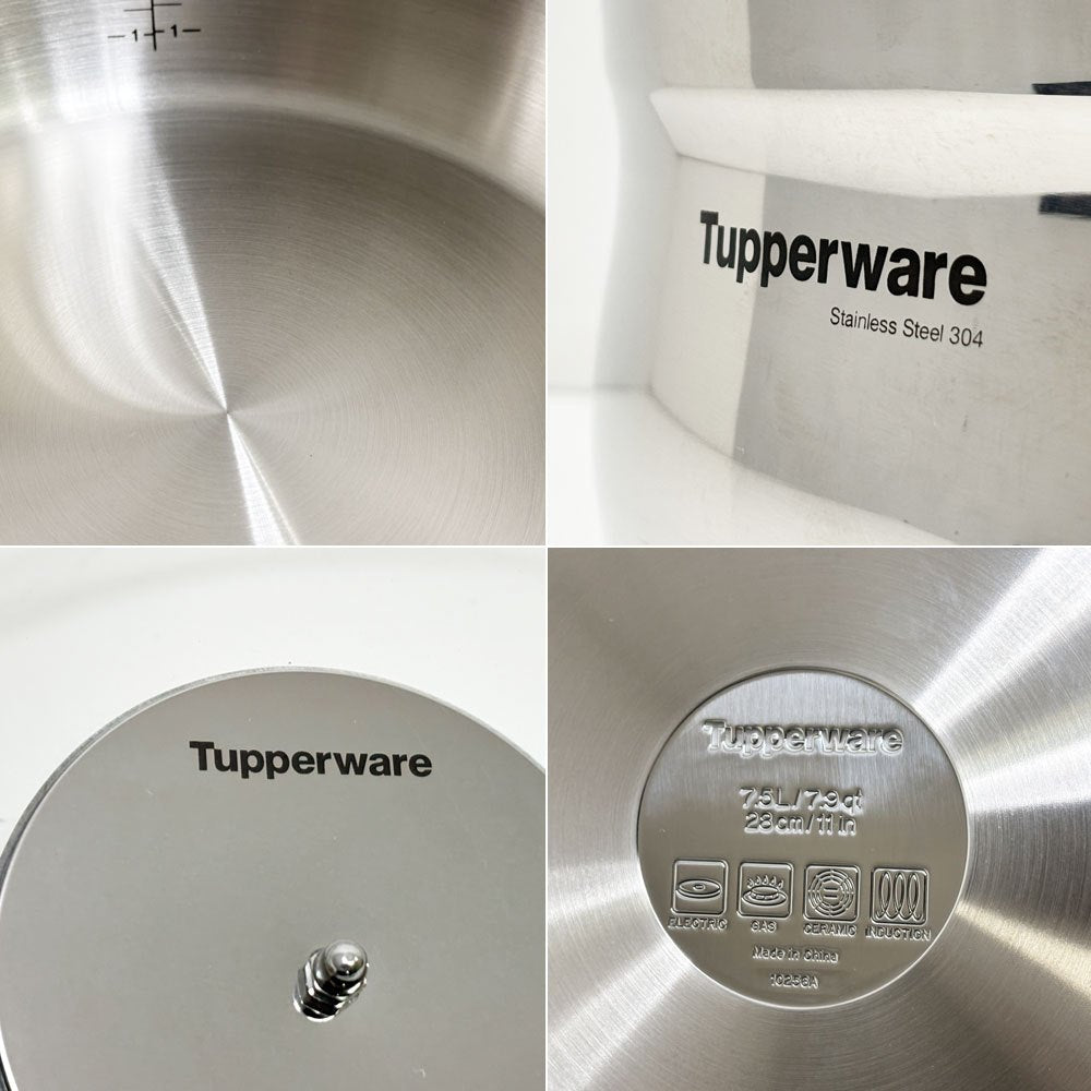 タッパーウェア Tupperware マストロクックウェア 深鍋 両手鍋 28cm ステンレス多層構造 ガラス蓋付 煮込み 炊飯 多機能鍋 アメリカ ●