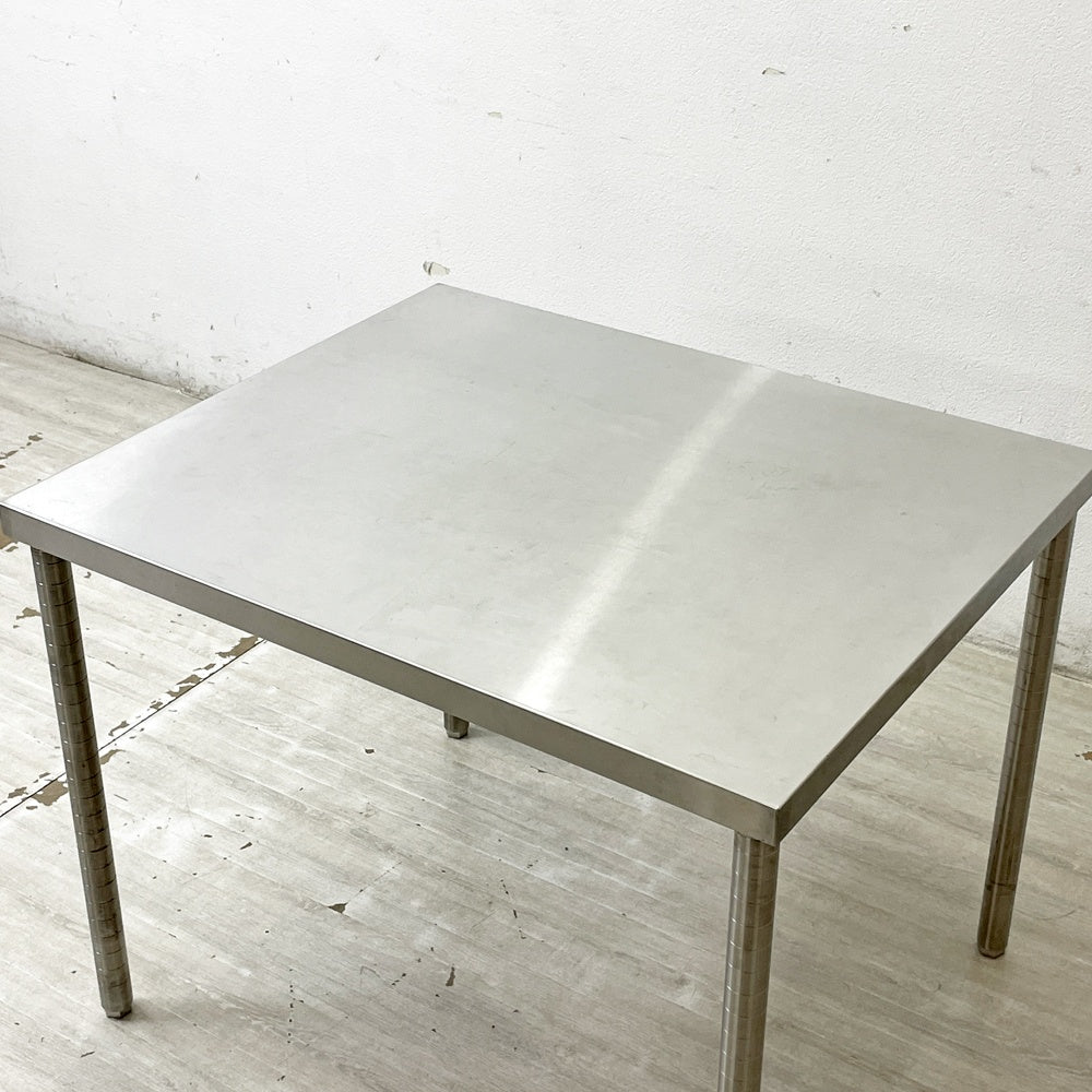 ステンレス ワーキングテーブル ダイニングテーブル 作業台 ワークデスク SUSアジャスター W90cm インダストリアル ●