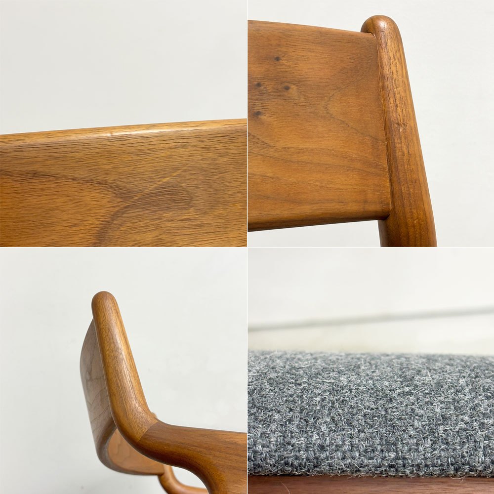 宮崎椅子製作所 ペペチェア PEPE side chair 背無垢タイプ ウォールナット ファブリック グレー系カラー フィンガージョイント 村澤一晃 参考定価￥77,440- A ●