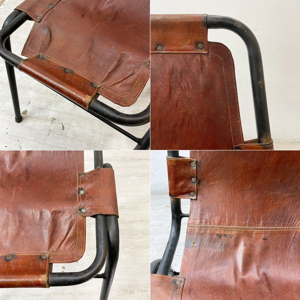 ダル・ヴェラ Dal Vera レザルクチェア Les Arcs Chair ダイニングチェア スタッキングチェア レザー スチール シャルロット・ペリアン イタリア ビンテージ 希少  ●