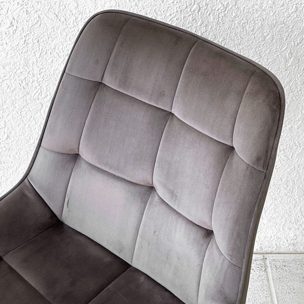 かなでもの Kanademono Elegant Velvet Box Stitch Chair ダイニングチェア ベロア ダークグレー B ◇