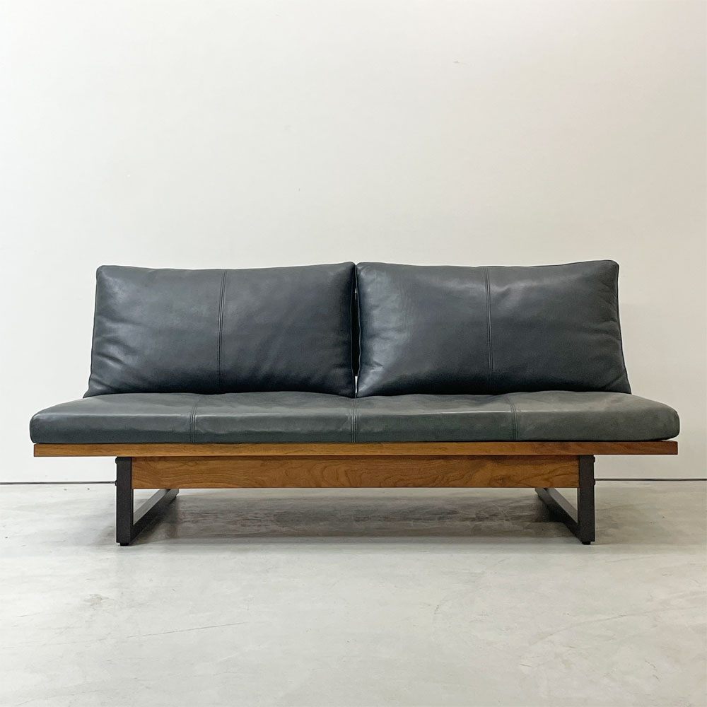 広松木工 hiromatsu フレックス FREX 168 3シーターソファ ウォールナット 本革 ブラック カバーリング 合計定価約￥633,600- ●