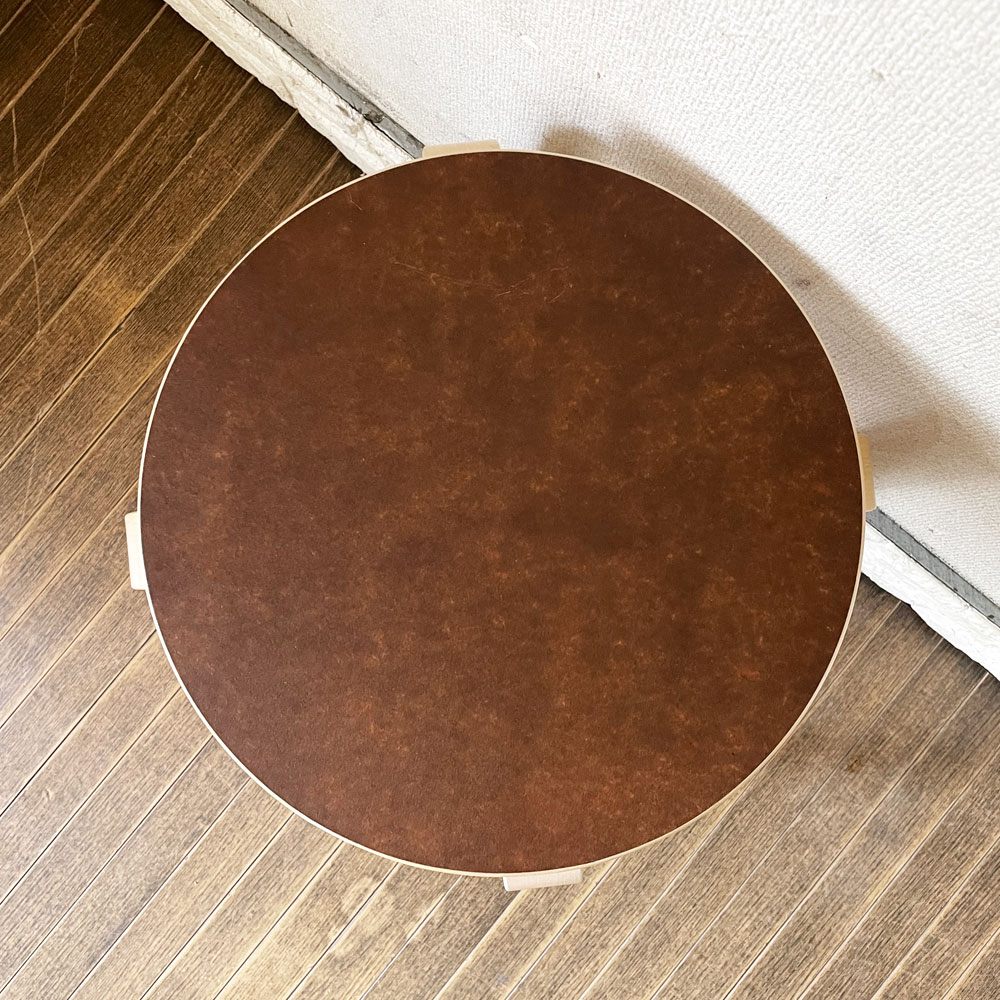 アルテック artek × 無印良品 MUJI バーチ材スツール E60 ブラウンラミネート コーティングなし 4本脚 アルヴァ・アアルト フィンランド 北欧家具 廃番 ◎