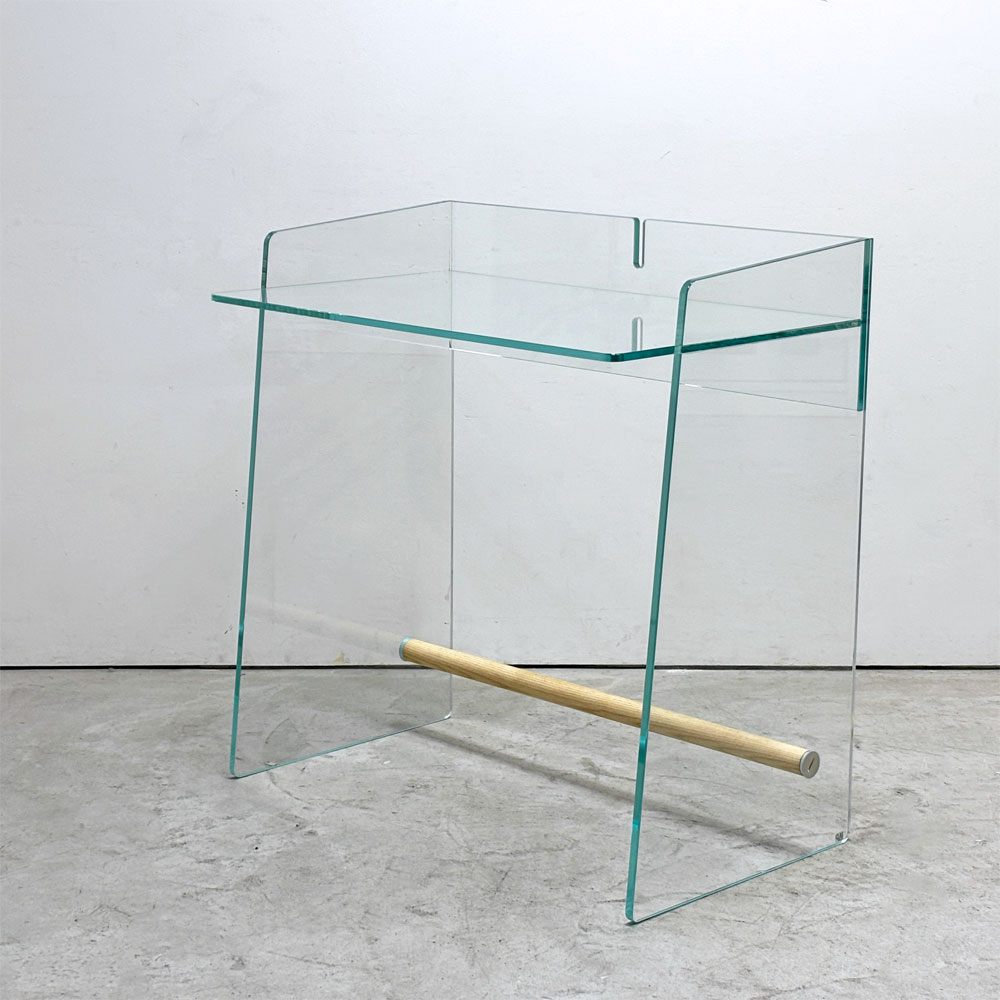 グラスイタリア GLAS ITALIA ピランデッロ Pirandello ガラス デスク W80cm ジャスパー・モリソン イタリアモダン 現状品 〓