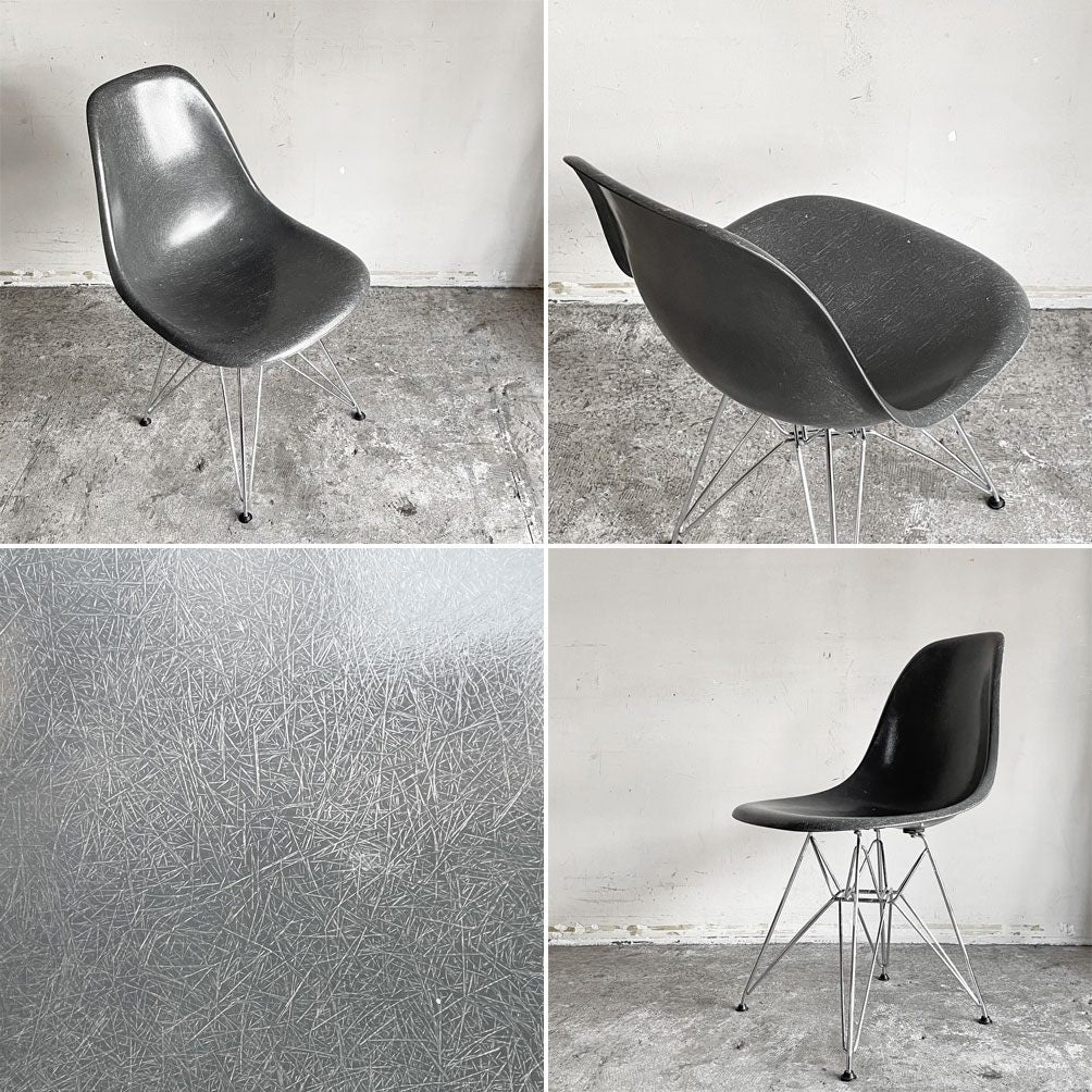 ハーマンミラー Herman Miller 2ndビンテージ サイドシェルチェア FRP製 エレファントハイドグレー エッフェルベース C&R イームズ ミッドセンチュリー ■