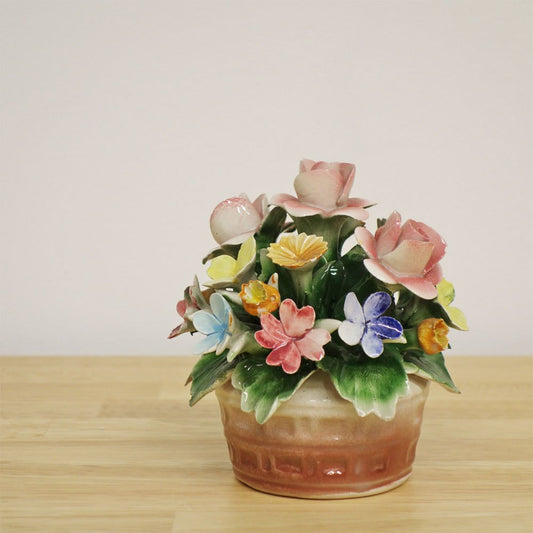 カポディモンテ CAPODIMONTE 陶花 フラワー オブジェ H11.3cm イタリア B ◎