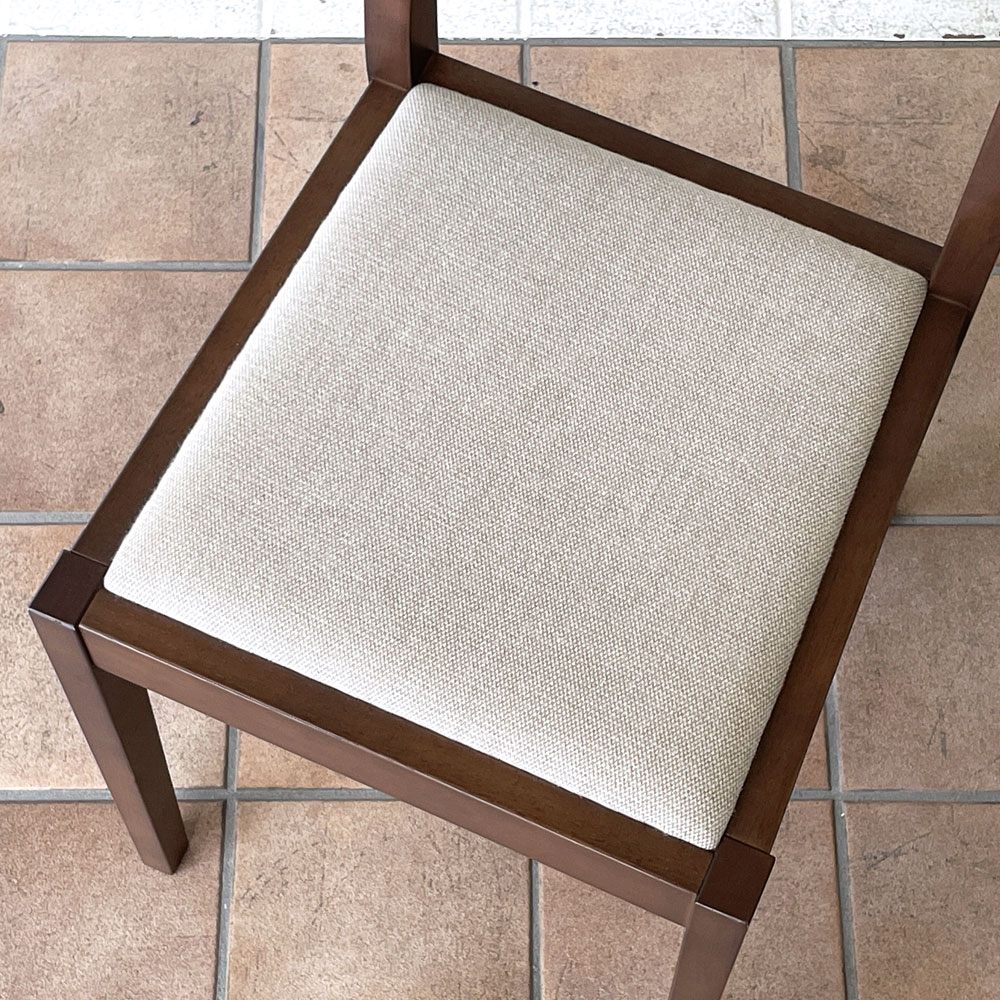 無印良品 MUJI 木製チェア ダイニングチェア ファブリックシート ラバーウッド ブラウン 定価￥9,900 ◇