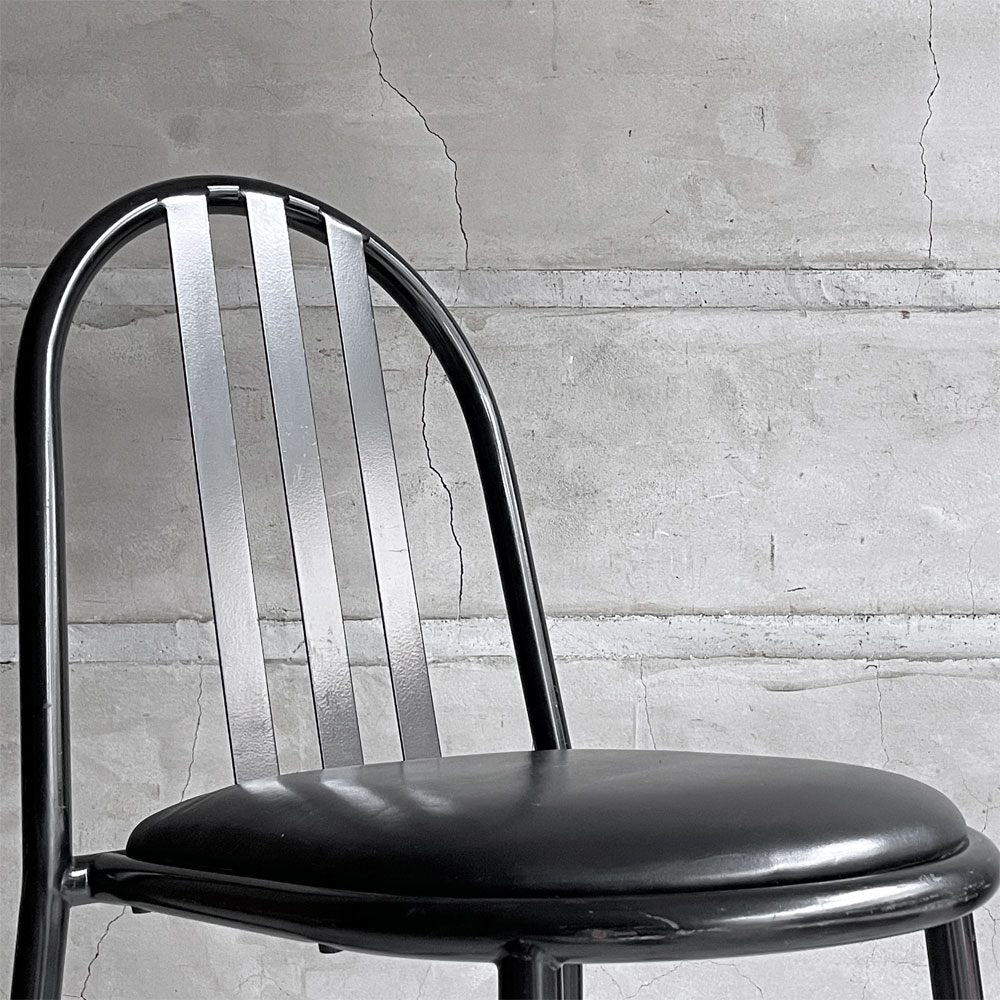 フランスビンテージ French Vintage ステヴァンチェア Stevens Chair モデルC Model C ブラック レザー クッションシート ロベール・マレ＝ステヴァンス 刻印有 A ♪