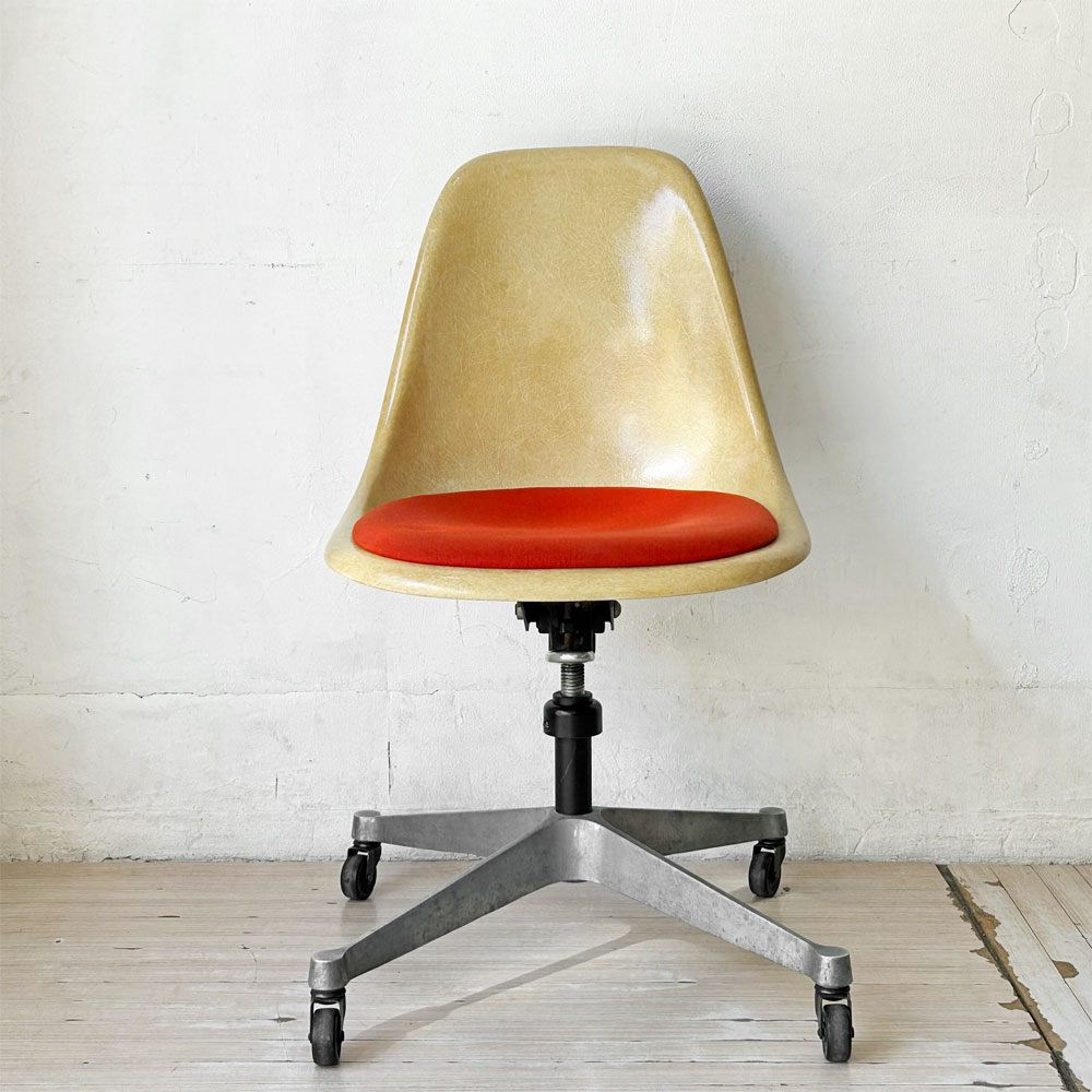 ヴィトラ vitra ファイバーグラス サイドシェルチェア FRP オークルライト キャスターベース C&R.イームズ ビンテージ 希少 ★
