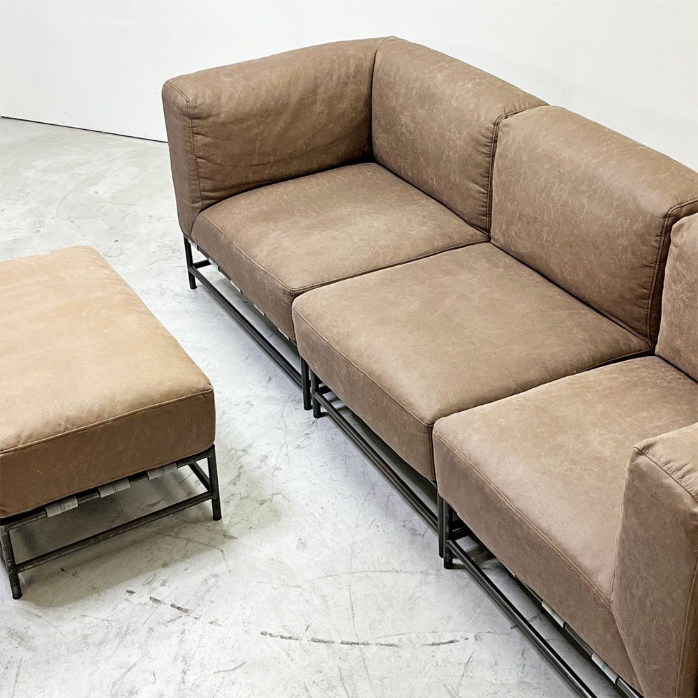 ジャーナルスタンダードファニチャー j.s.F ラバルセクショナル LAVAL SECTIONAL オットマン スツール レザー調ファブリック スチール 工業系 ●