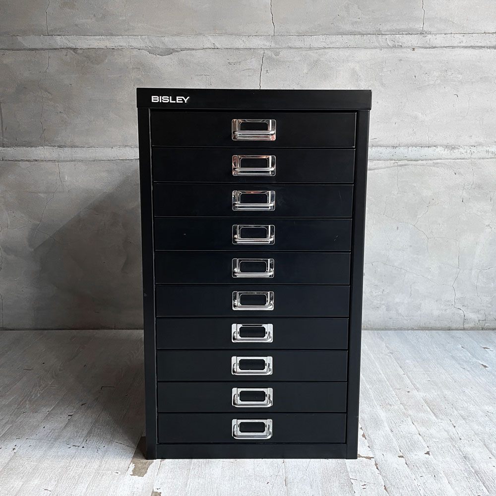 ビスレー BISLEY ベーシック BASICシリーズ BA3/10 A3 キャビネット デスクワゴン 抽斗10杯 ブラック オフィス家具 英国 ♪