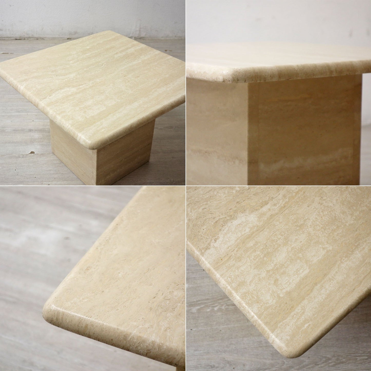 ビンテージ トラバーチン Travertine 大理石 マーブルストーン サイドテーブル Side table Mサイズ イタリア製 ●