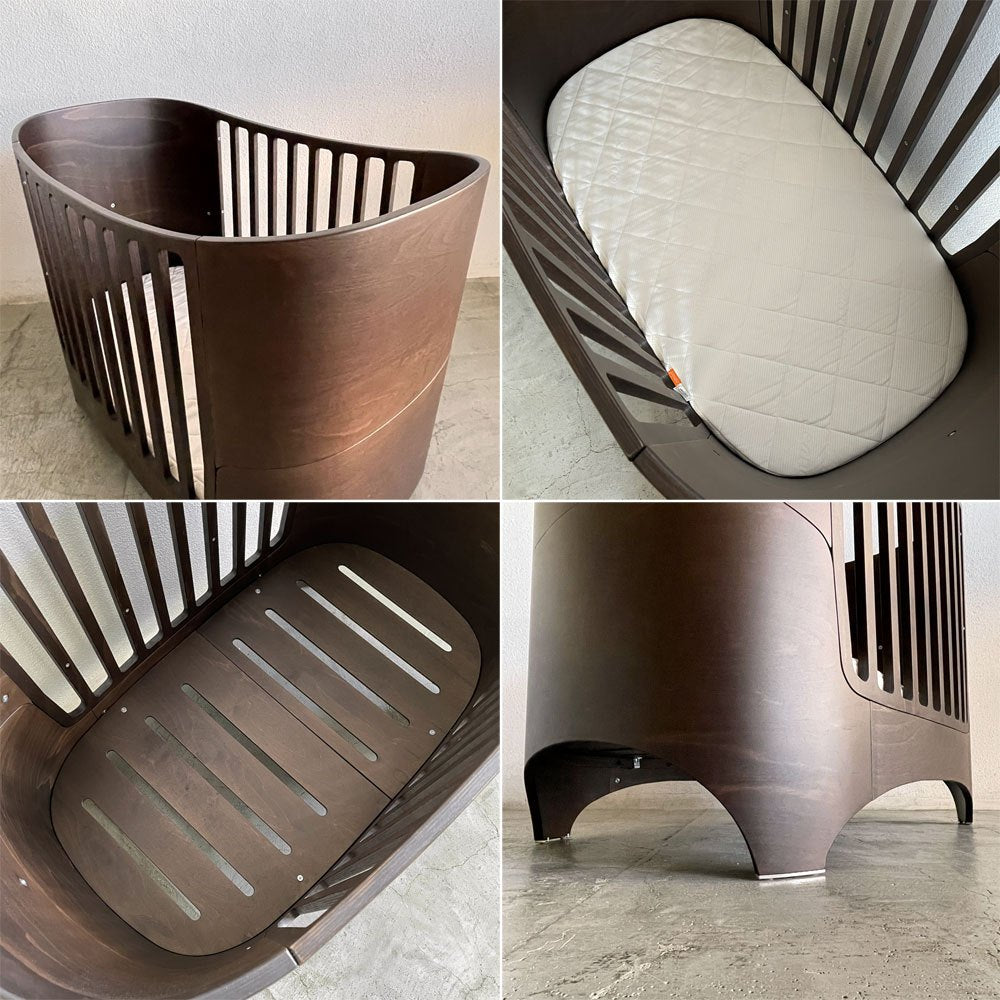 リエンダー Leander ベビーベッド BABY BED アレンジ使用可能 ブナ材 ウォルナット色 北欧家具 デンマーク 参考価格16.5万円 〓