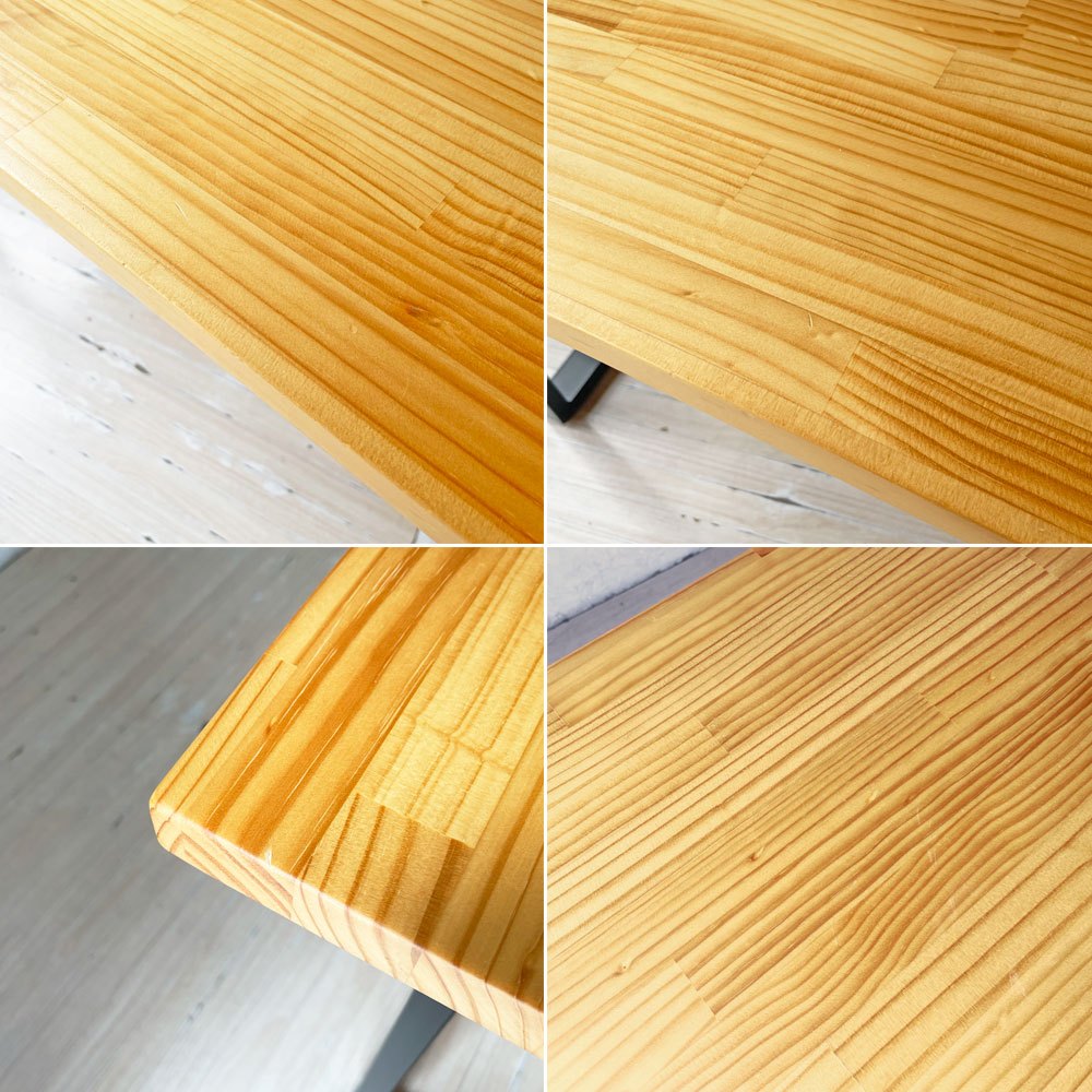 かなでもの KANADEMONO ザ・テーブル THE TABLE デスク パイン無垢材 W180cm スチール スクエアレッグ ブラック ★