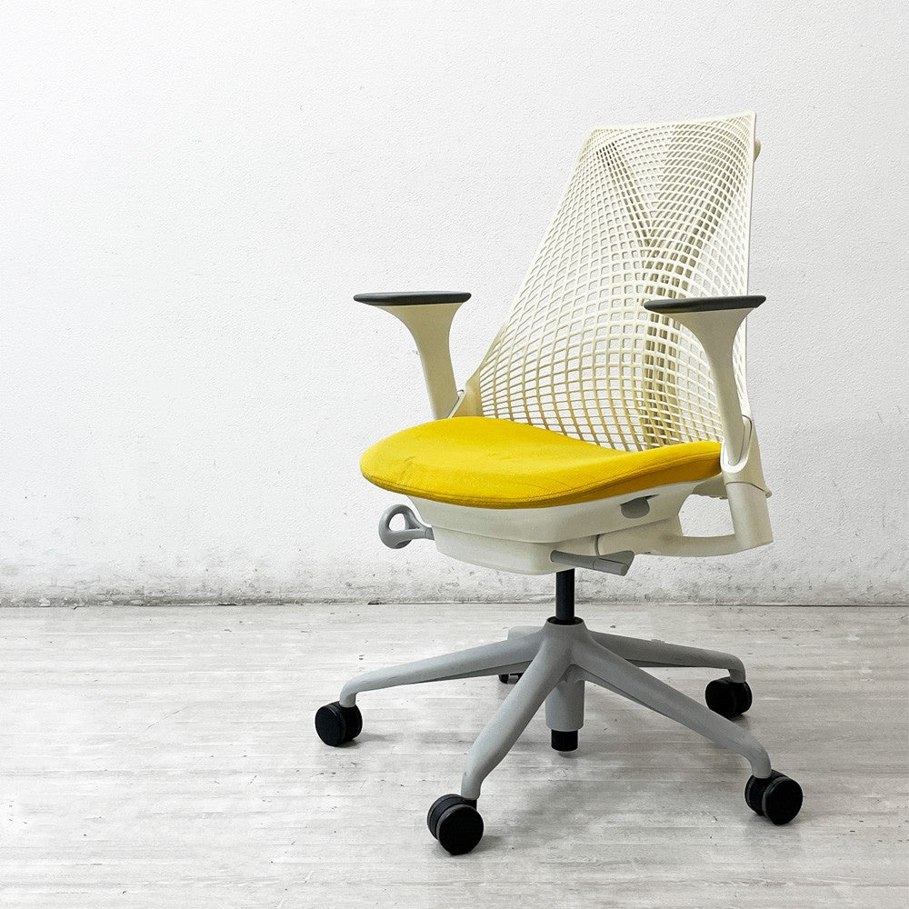 ハーマンミラー Herman Miller セイルチェア SAYL Chair デスクチェア リクライニング 旧モデル イヴ・ベアール ホワイトｘイエロー 2014年製 ●