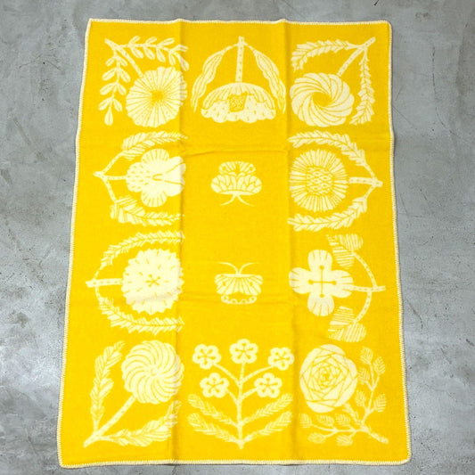ラプアンカンクリ LAPUAN KANKURIT × 鹿児島睦 ヴィリクッカ VILLIKUKKA ウールブランケット イエロー 90×130cm 未使用品 ◎