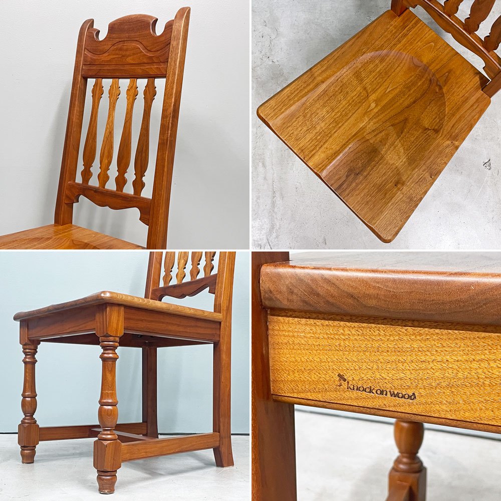 ノックオンウッド Knock on wood コロニアル ハイバックチェア1 ダイニングチェア ウォールナット無垢材 クラシカルデザイン B ◎