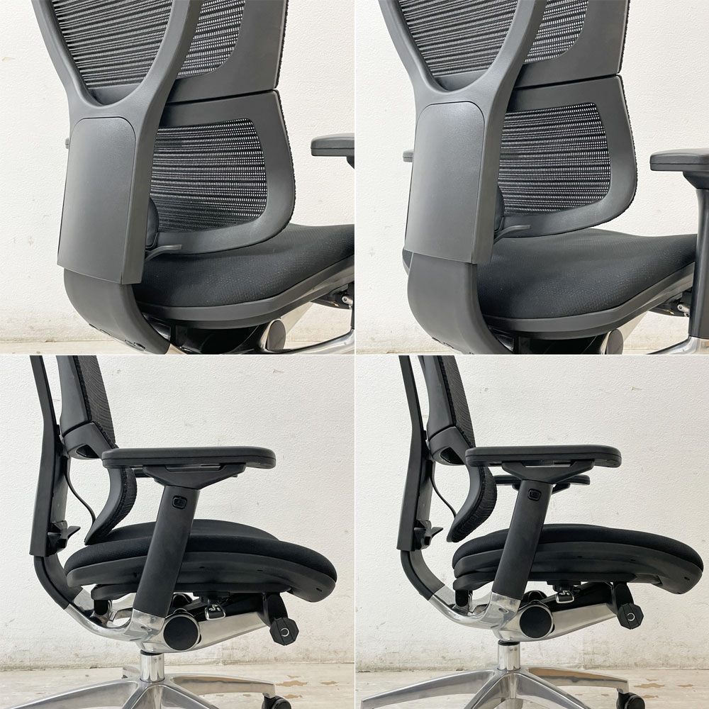 エルゴヒューマン フィット Ergohuman Fit デスクチェア ブラック アルミダイキャスト ヘッドレスト付き IOO-AB-3DHBM-F-KMD-31 オフィスチェア ●
