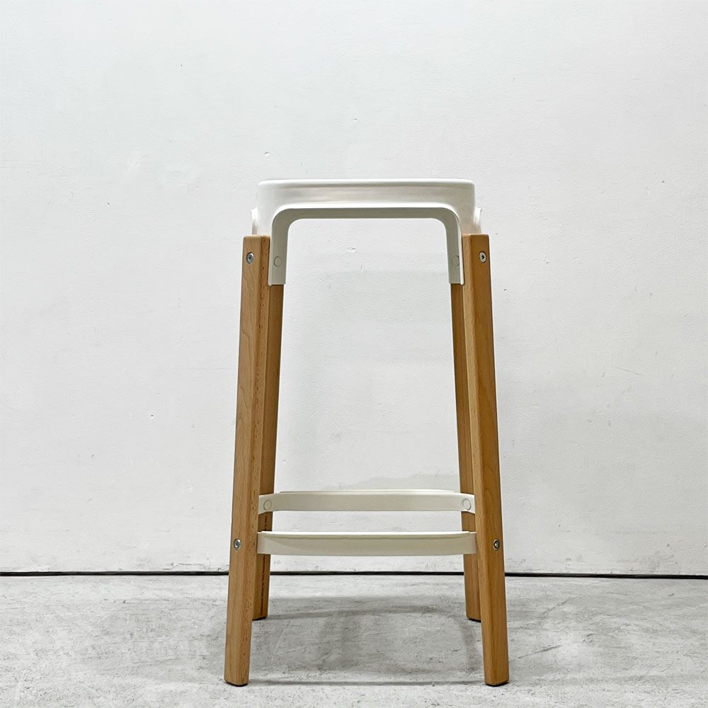 マジス MAGIS スティールウッドスツール Steelwood Stool ハイスツール カウンターチェア ホワイト × ビーチ H68cm ロナン＆エルワン・ブルレック 定価￥86,900- ●