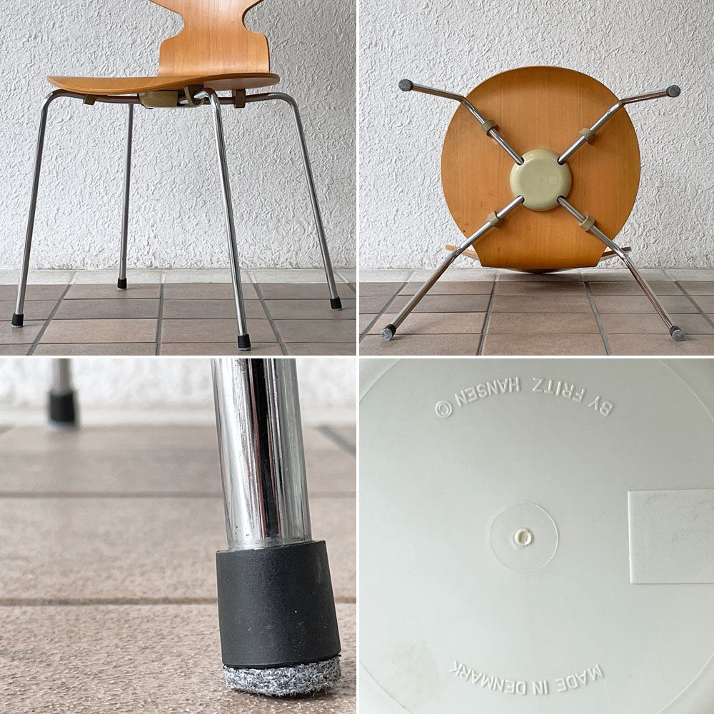 フリッツハンセン Fritz Hansen アントチェア 4本脚 ナチュラルビーチ ラッカー アルネ・ヤコブセン 北欧家具 A ◇