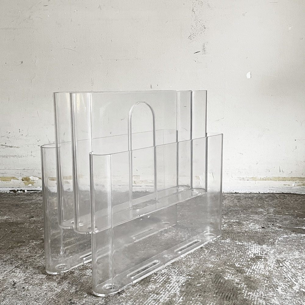 カルテル Kartell ポルタリビステ Portariviste マガジンラック 2段 4ポケット ジオット・ストッピィノ Giotto Stoppino クリア イタリア 廃番 ■