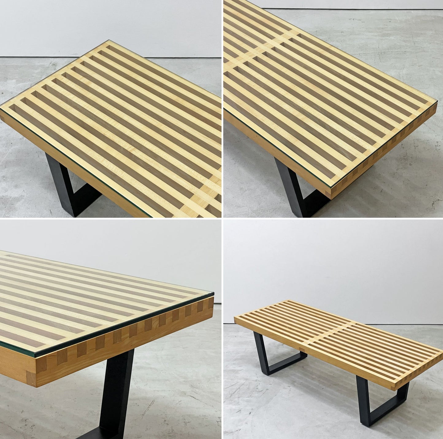 ハーマンミラー Herman Miller プラットフォームベンチ Platform Bench ネルソンベンチ コーヒーテーブル ローテーブル ガラス天板 メープル ウッドベース W122cm ジョージネルソン George Nelson ミッドセンチュリー ●