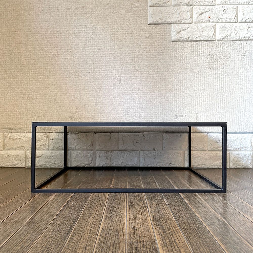 ハタノワタル 和紙×アルミ天板×アイアンフレーム ちゃぶ台 ミニテーブル ローテーブル ブラック W56cm ディスプレイ インダストリアル 店舗什器 現代作家 B ◎