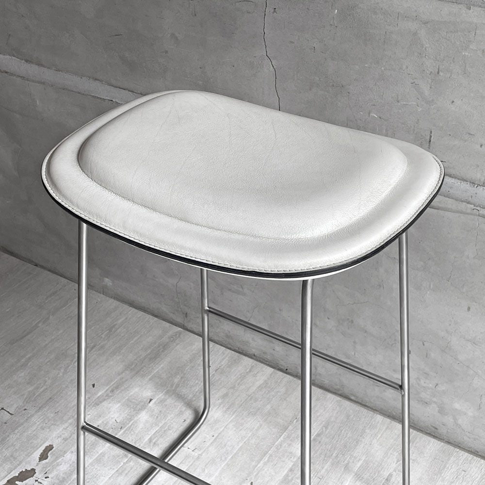 カッペリーニ Cappellini ハイパッドスツール Hi pad Stool ホワイトレザー×ステンレススチール ジャスパー・モリソン Jasper Morrison イタリアモダン ♪