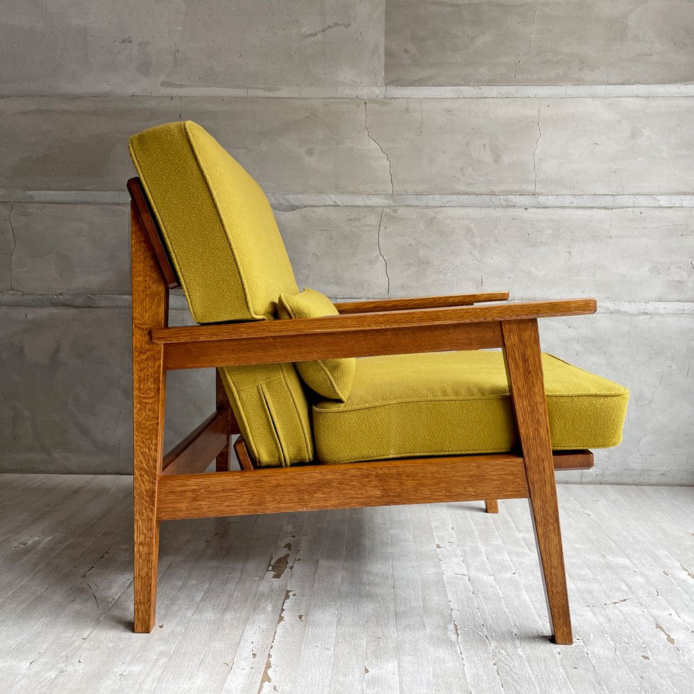 スタンダードトレード STANDARD TRADE Wood Frame Sofa SFA-03C-1p 1人掛けソファ ラウンジチェア マスタード オーク無垢材 定価￥240,000- ♪