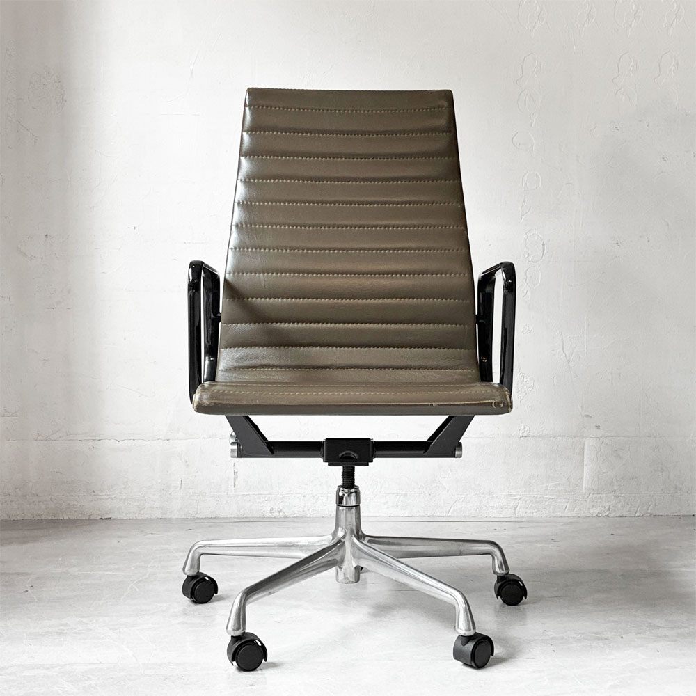 ハーマンミラー Herman Miller アルミナムグループ エグゼクティブチェア 50周年記念 ハイバック レザーシート 本革 ブラウン 5本脚 C&Rイームズ ミッドセンチュリー 希少 ★