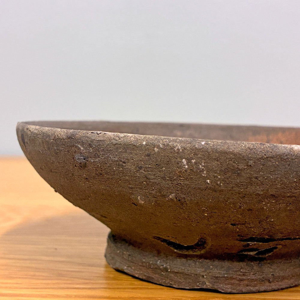 森岡成好 Shigeyoshi Morioka 南蛮焼焼締  食器 平鉢 皿 丸皿 Φ14 現代作家 B ◎