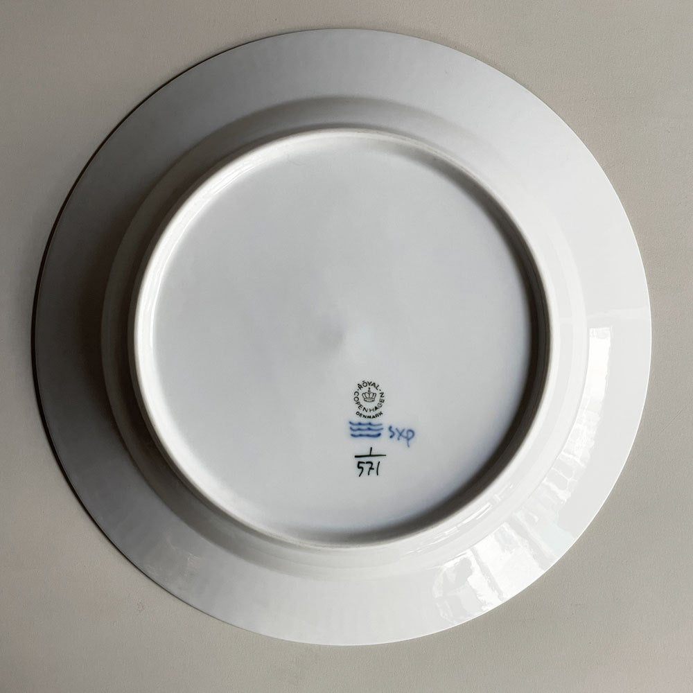 ロイヤルコペンハーゲン ROYAL COPENHAGEN ブルーフルーテッド ハーフレース ディーププレート 25.5cm 深皿 丸皿 陶器 北欧食器 廃番 美品 E ♪