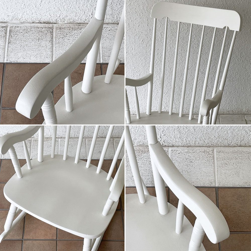 クラシカルデザイン Classical Design ロッキングチェア 揺り椅子 ホワイトペイント スポークバック ◇