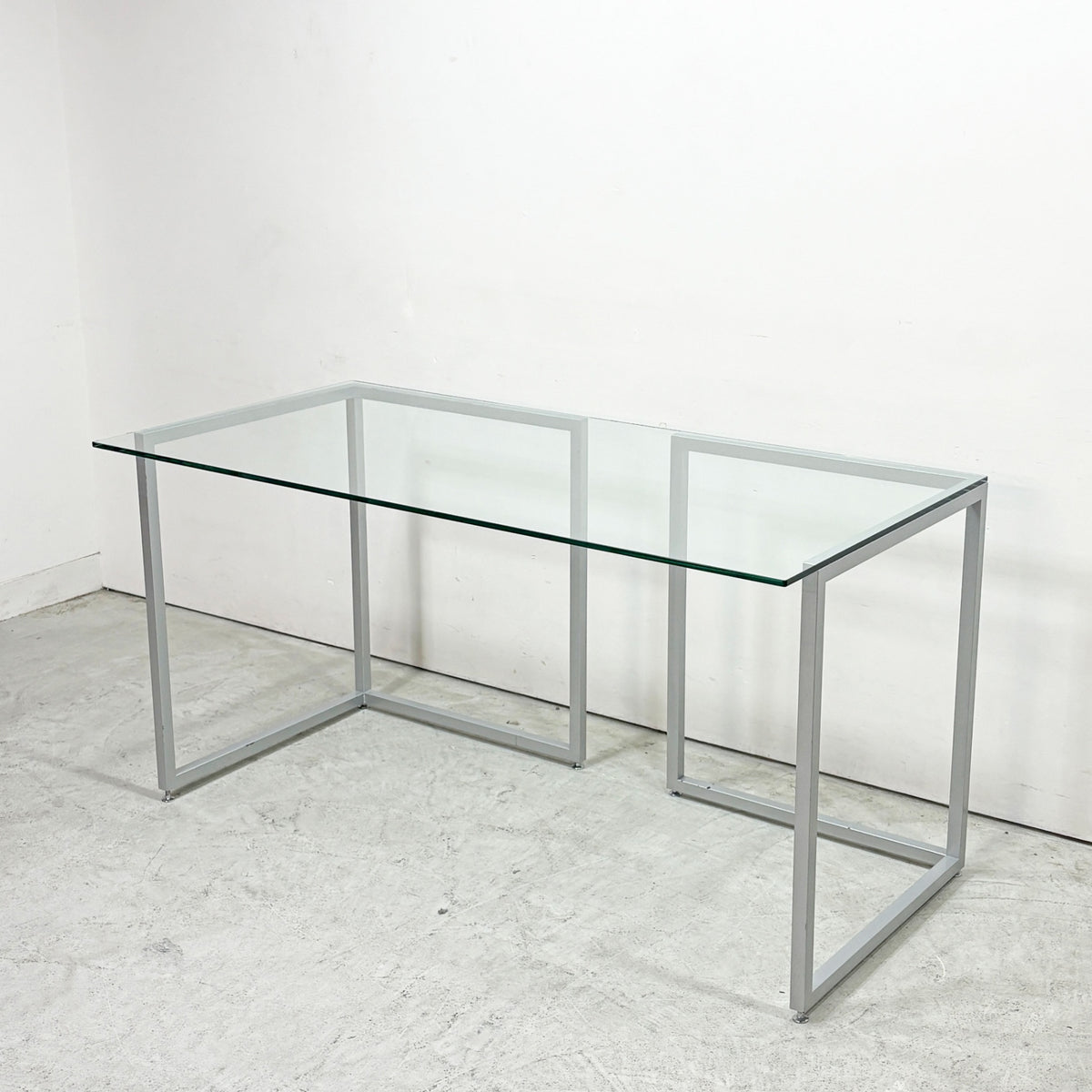 ビスレー BISLEY デスクプラン DESK PLAN Lフット ワーキングテーブル デスク ガラス天板 スチール脚 W170cm イギリス ●
