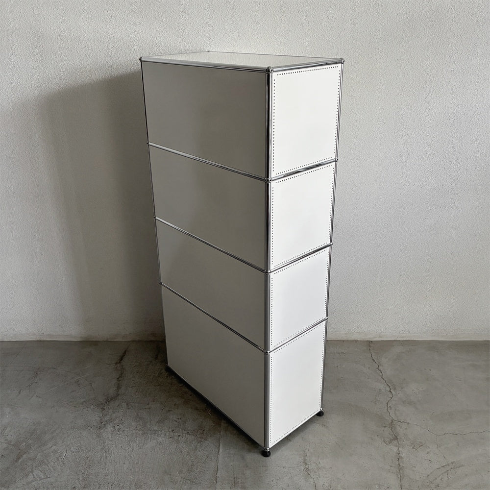 ユーエスエムハラー USMハラー USM Haller キャビネット シェルフ 1列4段 ドロップダウンドア×3 廃番パスコBOX2個付き W77×D37×H159cm 参考合計価格 約￥365,166の品 〓