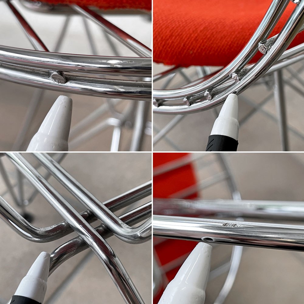 ヴィトラ vitra ワイヤーチェア Eames Wire Chair DKR5 エッフェルベース クローム シートパッド付 レッド C&R イームズ ミッドセンチュリー ◇