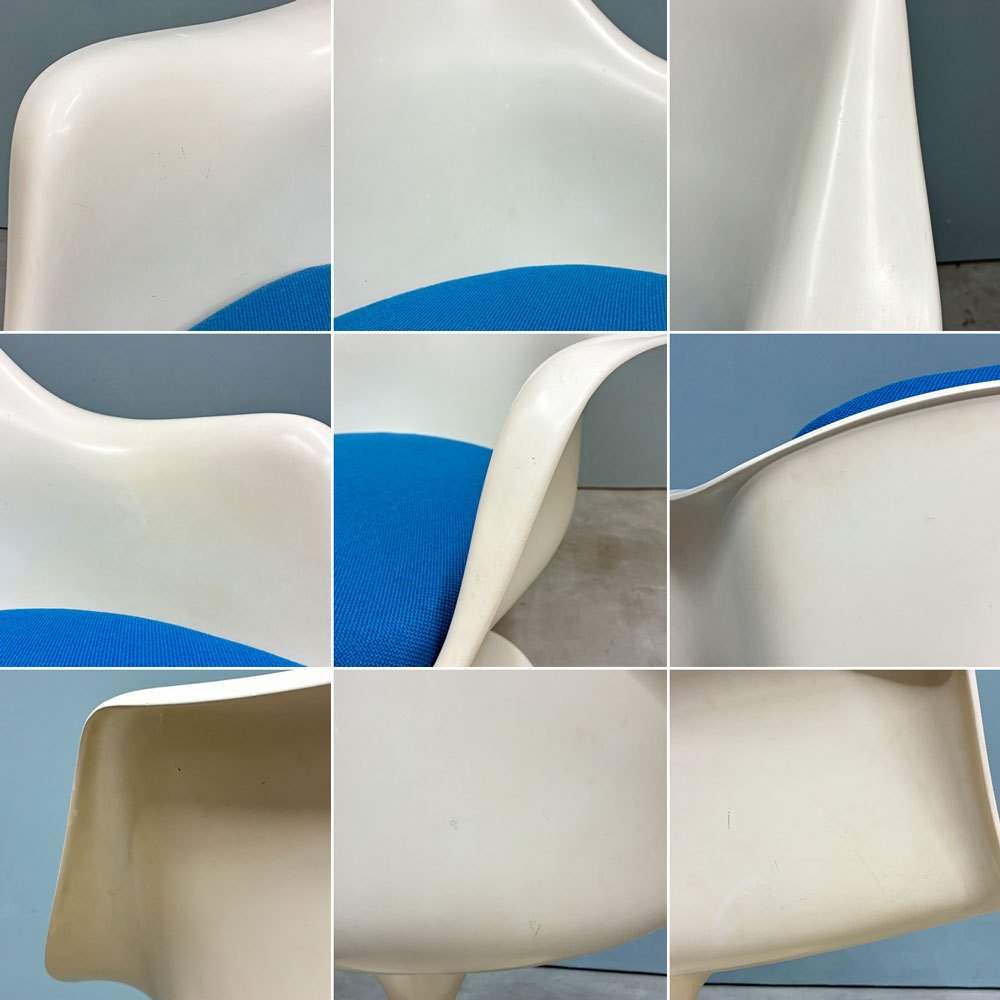 ノル ノール Knoll サーリネンコレクション チューリップチェア アームチェア ダイニングチェア ビンテージ ホワイト 座面クッション交換済み エーロ・サーリネン 参考定価￥520,300- ◎
